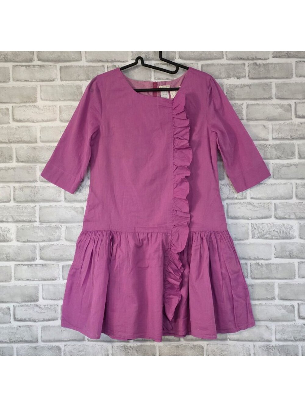 J.Crew Crewcuts Girls Magenta Ruffle Cotton Dress NEW 14 Cottage